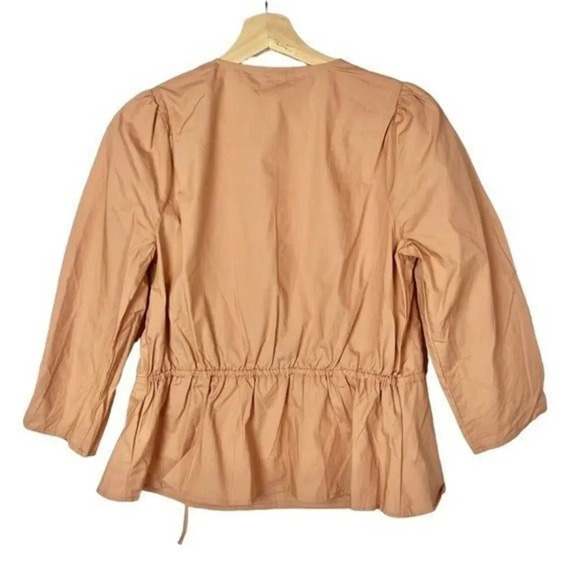 A New Day Blush Pink Puff Sleeve Wrap Peplum Long Sleeve Blouse XS - Picture 3 of 5